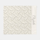 Couverture Polaire Monogram Name Beige Gray Brown Botanical Neutral  (Devant (Horizontal))
