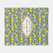 Couverture Polaire Monogram Name Lemon Blue French Country Tile  (Devant (Horizontal))