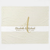 Couverture Polaire Monogram Newlywed Wedding Gold Elegant Venin (Devant (Horizontal))