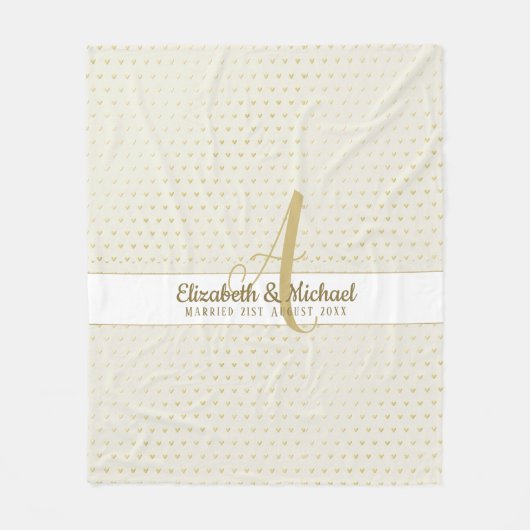 Couverture Polaire Monogram Newlyweds Mariage Gold Elegant Gift Fleec (Devant)