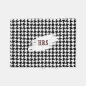 Couverture Polaire Monogram or Name, Black & White Houndstooth (Devant (Horizontal))