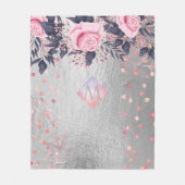 Couverture Polaire Monogram Silver Navy Rosegold Girly Newlyweds Cade (Devant)