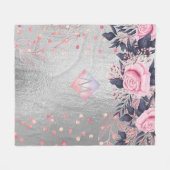 Couverture Polaire Monogram Silver Navy Rosegold Girly Newlyweds Cade (Devant (Horizontal))