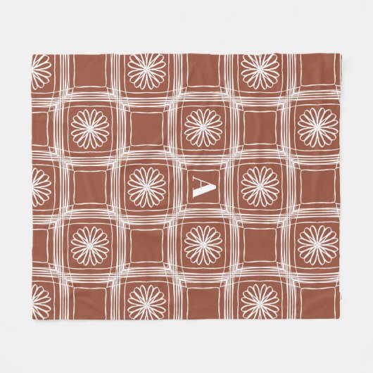 Couverture Polaire Monogram Terracotta Boho check Floral Pattes (Devant (Horizontal))