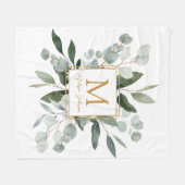 Couverture Polaire Monogram Watercolor Tropical Green Leaves (Devant (Horizontal))