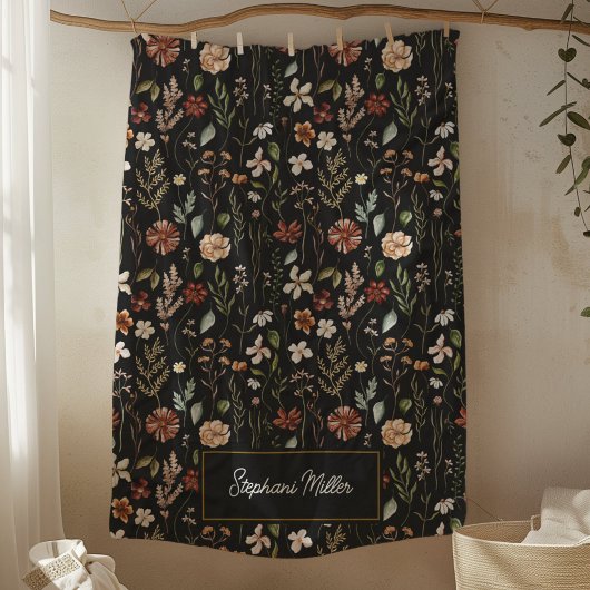 Couverture Polaire Monogram Watercolor Wildflower Floral Botanical