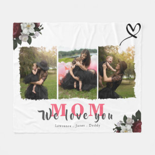 Couverture Polaire Monogramme 3 Photo Collage Mère Famille ou Mariag