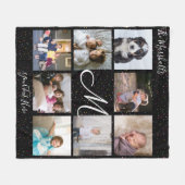 Couverture Polaire Monogramme 8 Photo Collage coloré Confetti Noir (Devant (Horizontal))