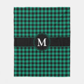 Couverture Polaire Monogramme à carreaux écossais vert rustique (Devant)