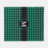 Couverture Polaire Monogramme à carreaux écossais vert rustique (Devant (Horizontal))