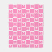 Couverture Polaire Monogramme à carreaux rose tendance initiale (Devant)