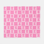 Couverture Polaire Monogramme à carreaux rose tendance initiale (Devant (Horizontal))