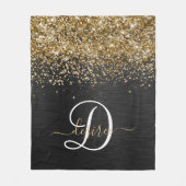 Couverture Polaire Monogramme à étincelle noire à Parties scintillant (Devant)