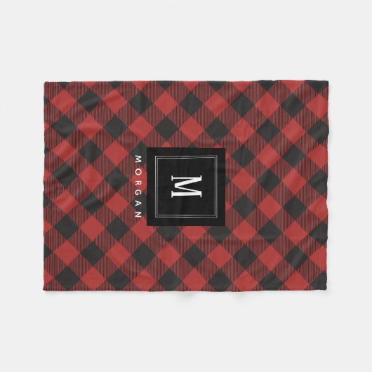 Couverture Polaire Monogramme à plis de buffle rouge et noir (Devant (Horizontal))