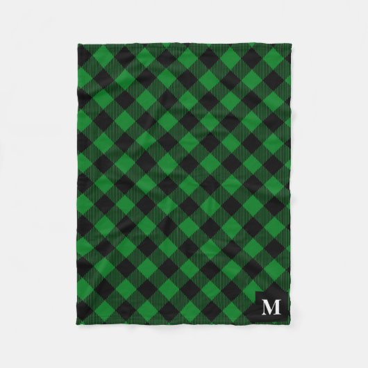 Couverture Polaire Monogramme à plis de buffle vert et noir (Devant)