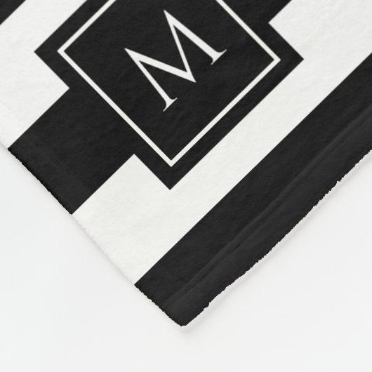 Couverture Polaire Monogramme à rayures noires chic (Coin)