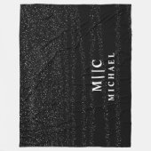 Couverture Polaire monogramme abstrait simple noir et blanc (Devant)
