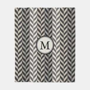 Couverture Polaire Monogramme alternatif en arête de poisson gris de