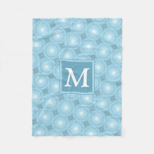 Couverture Polaire Monogramme ange bleu cercles motif