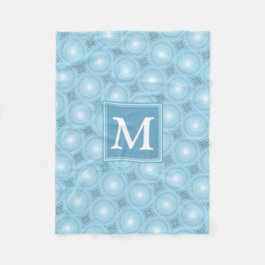 Couverture Polaire Monogramme ange bleu cercles motif (Devant)