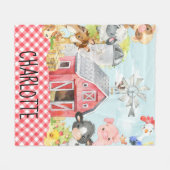 Couverture Polaire Monogramme Animaux de basse-cour de ferme personna (Devant (Horizontal))
