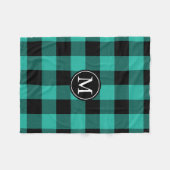 Couverture Polaire Monogramme Aqua et Black Buffalo Check (Devant (Horizontal))