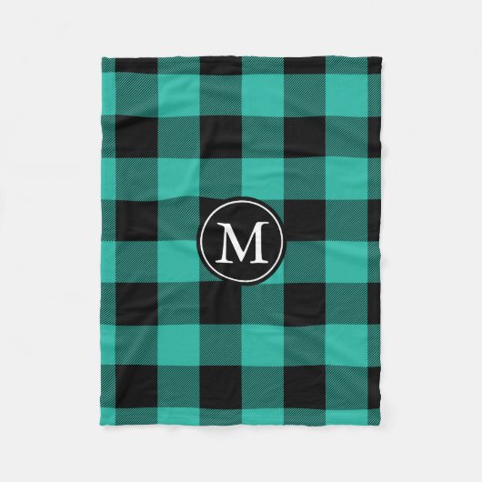 Couverture Polaire Monogramme Aqua et Black Buffalo Check (Devant)