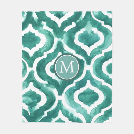 Couverture Polaire Monogramme | Aquamarine Motif IV (Devant)