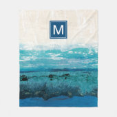 Couverture Polaire Monogramme | Aquarelle bleu Sapphire (Devant)
