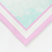 Couverture Polaire Monogramme Aquarelle Turquoise Ombre Rose rose (Coin)