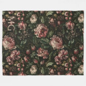 Couverture Polaire Monogramme Baroque Violet foncé Motif Floral (Devant (Horizontal))