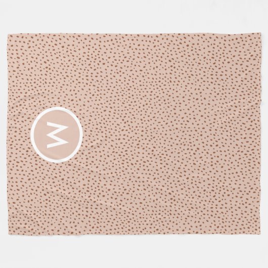 Couverture Polaire Monogramme beige tendance avec Boho en terre cuite (Devant (Horizontal))