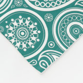 Couverture Polaire Monogramme blanc et bleu-vert rétro Paisley (Coin)