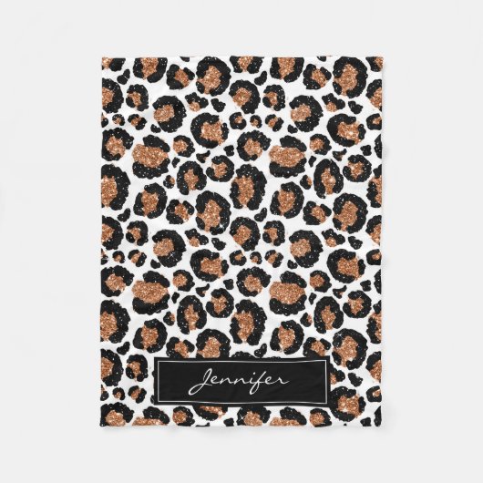 Couverture Polaire Monogramme blanc et or huile Motif Cheetah (Devant)