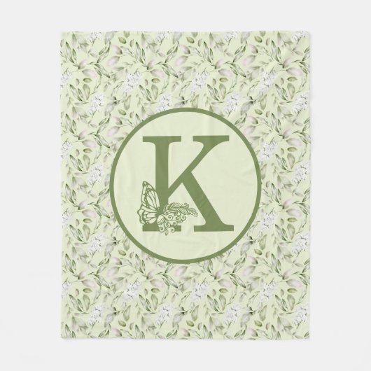COUVERTURE POLAIRE MONOGRAMME BLANC ET VERT K (Devant)