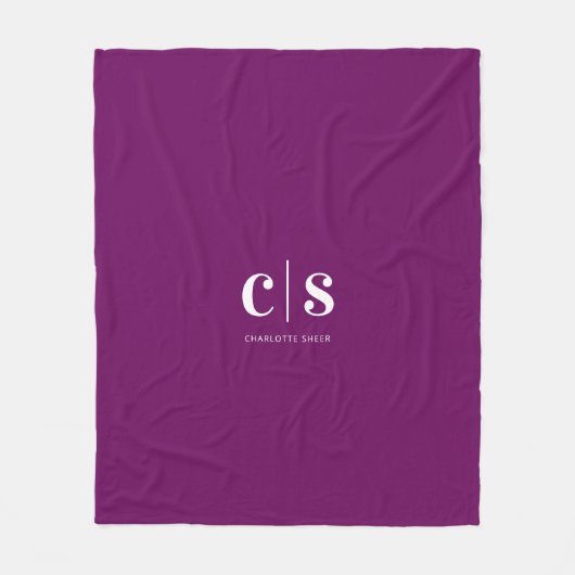 Couverture Polaire Monogramme blanc minimal moderne (Devant)