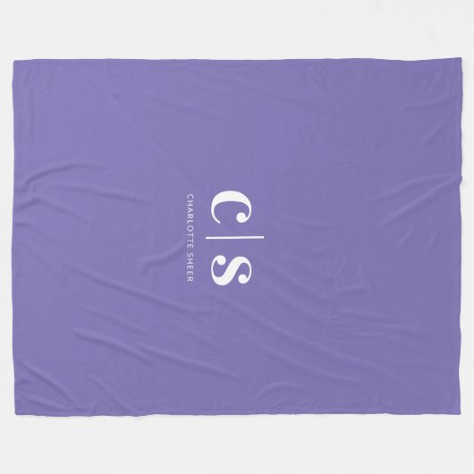 Couverture Polaire Monogramme blanc moderne minimal (Devant (Horizontal))