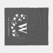 Couverture Polaire Monogramme blanc noir classique Nom couronne flora (Devant (Horizontal))