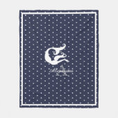 Couverture Polaire monogramme blanc sirène sur bleu marine (Devant)