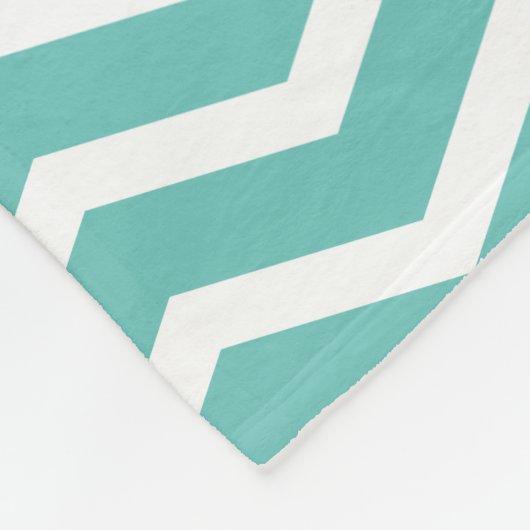 Couverture Polaire Monogramme blanc Turquoise Nom Keepsaké Chevron (Coin)