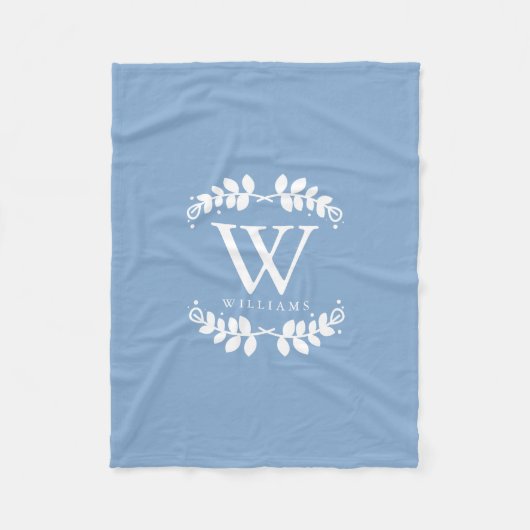 Couverture Polaire Monogramme bleu clair chic (Devant)