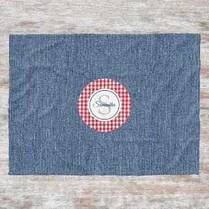 Couverture Polaire Monogramme, bleu confortable et blanc
