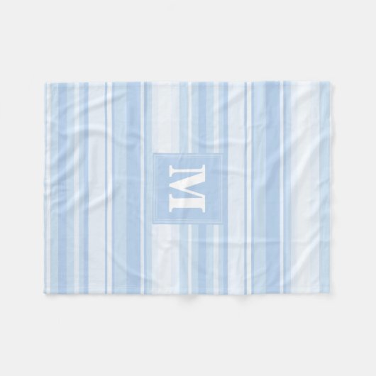 Couverture Polaire Monogramme Bleu rayures (Devant (Horizontal))
