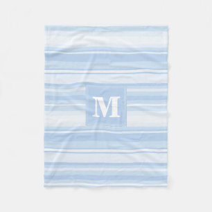 Couverture Polaire Monogramme Bleu rayures
