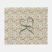 Couverture Polaire Monogramme Boho Feuilles Botanique Marron Vert Bei (Devant (Horizontal))