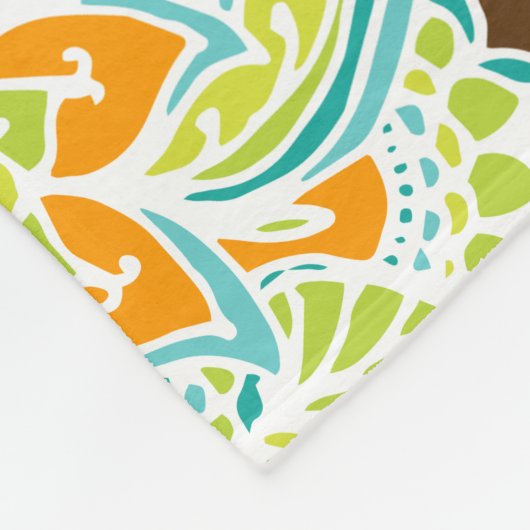 Couverture Polaire Monogramme Boho Paisley Brown et Turquoise (Coin)