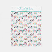 Couverture Polaire Monogramme Boho Rainbows Turquoise Orange Baby Bla (Devant)