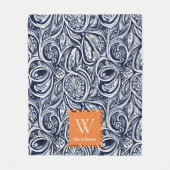 Couverture Polaire Monogramme botanique Abstrait de rouille de la mar (Devant)