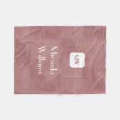 Couverture Polaire Monogramme Brown Rosy simple et chic avec nom (Devant (Horizontal))