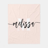 Couverture Polaire Monogramme Brush Calligraphie Blush rose (Devant)